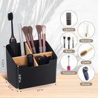 Ayswupt Toothbrush Holders for Bathrooms,Electric Toothbrush and Toothpaste Holder with Divider for Bathroom Countertop Organizer,Toothbrush Caddy for Kids Family Counter Vanity Storage Black - Image 3