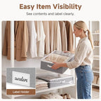StorageWorks 5 Inch Low Profile Under Bed Storage Containers with Clear Lid | Reinforced Structure, Resists Sagging, Handles & Label Holder, Foldable Stackable Closet Storage for Clothes, Blankets, Toys - Image 3
