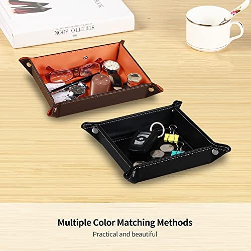 Key Dish Bowl for Entryway,Catchall Holder Bedside Table Valet Tray for Men - Image 6