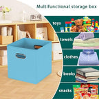 Black Foldable Storage Cubes Bins, Fabric Storage Box Cubes Organizer Baskets with Dual Handles for Home Organizer,Set of 6,(Blue) - Image 3