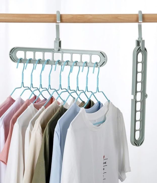 Space Saving Clothes Hangers | 4 Pack Sturdy Cascading Hangers with 9 Holes for Heavy Clothes | Closet Organizers and Storage | Durable Premium Quality Plastic | 4 Pack - Grey - Image 2