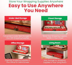 Handy Laundry Gift Wrap Storage Organizer, Easily organize Wrapping Paper, Ribbons, Bows, Scissors, Fits 18-24 Standard Rolls, Keeps Gift Supplies in Perfect Condition & Ready for Next Season, (Red) - Image 4