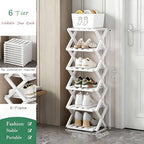 Foldable Narrow Shoe Rack White, 6 Tier - Image 2