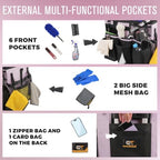 SCAVATA Rolling Cleaning Caddy Bag with Detachable Trolley, Large Cleaning Supplies Organizer with Wheels, Multi-Pocket Cleaning Cart with Adjustable Shoulder Strap for Housekeepers (Lilac) - Image 2