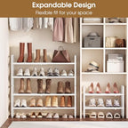 SAYZH Expandable Shoe Rack for Closet, Adjustable Metal Shoe Organizer with Sturdy Mesh Shelves for Boots & Heels, Stackable Shoe Storage for Entryway, Garage, Small Spaces (White, 4-Tier) - Image 4