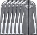 Garment Bags for Hanging Clothes 24'' x 55 '' (Set of 6) Transparent Lightweight Breathable Coat Covers for Closet with Study Full Zipper for Long Dress Clothes Storage [Upgraded Version] by UOUEHRA