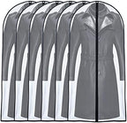 Garment Bags for Hanging Clothes 24'' x 55 '' (Set of 6) Transparent Lightweight Breathable Coat Covers for Closet with Study Full Zipper for Long Dress Clothes Storage [Upgraded Version] by UOUEHRA