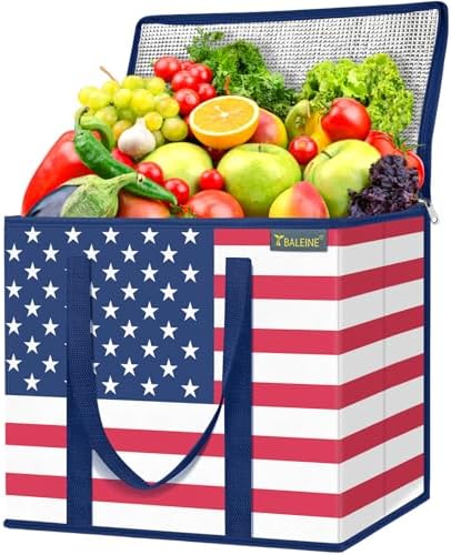 BALEINE 1PK Insulated Reusable Grocery Bag, Heavy Duty Shopping Tote by BALEINE