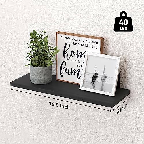 WOPITUES Floating Shelves Set of 6 for Wall Decor & Storage, Black - Image 3
