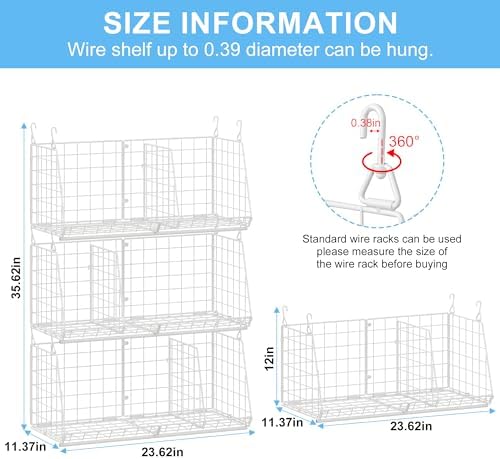 23.62” Extra-Long Under-Shelf Hanging Laundry Basket Organizer, 3-Pack Space-Saving Laundry Organizer, Fits Wire Shelving (Rod Diameter < 0.38”), Modular with Dividers for Custom Laundry Organization - Image 7