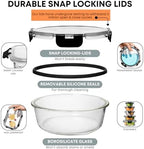 Razab 30 PC Glass Food Storage Containers with Lids - Reusable Glass Meal Prep Containers for Lunch and Leftovers - Airtight & Leakproof Snap Locking Lids - Oven, Freezer, Microwave, Dishwasher Safe - Image 3