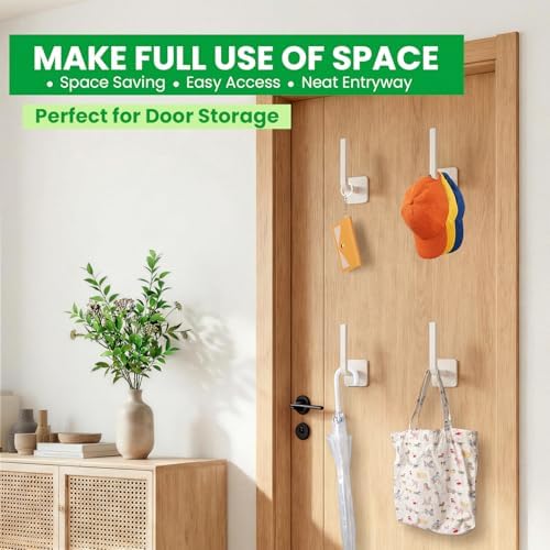 Hat Racks for Wall, 6 Pack Wall Hat Organizer, Adhesive Hat Holde for Door - Image 5