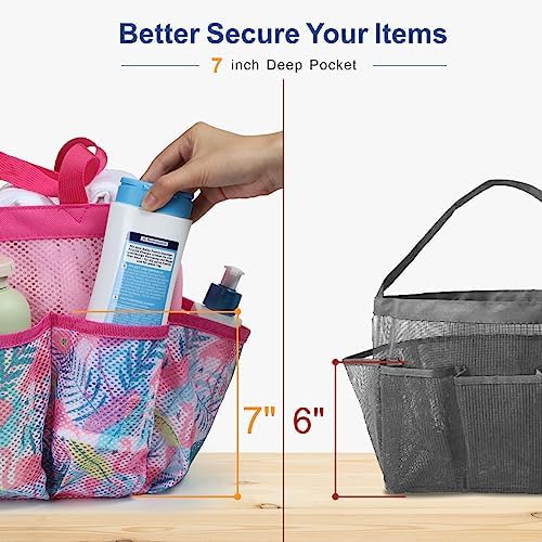 Mesh Shower Caddy Portable - 8 Pockets, S-Hook, Shower Bag for Dorm Camping - Image 5