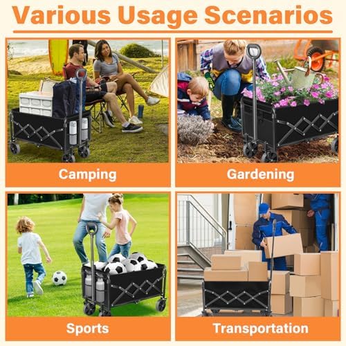 Wagons Carts Foldable,360lbs Collapsible Wagon with Wheels, Foldable Wagon - Image 5