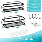 Moforoco Shower Caddy Shelf Organizer Rack, Self Adhesive Black Bathroom Shelves Basket, Home Farmhouse Wall Inside Organization and Storage Decor Rv Accessories, First Camper Apartment Essentials - Image 6