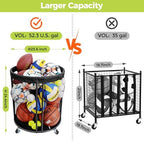 Kingarage Ball Storage Bin, Sports Ball Storage Cart, Ball Holder with Wheels for Basketball, Soccer, Garage, School, Indoor, Outdoor Ball Basketball Storage Rack Upgraged - Image 5