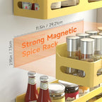 Sevenblue 4-Pack Magnetic Spice Rack for Refrigerator with Hooks, Yellow - Image 2