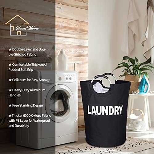 Oversized Laundry Basket, Huge Laundry Hamper Bag with Handles, 160L Black - Image 3