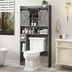 Vabches Over The Toilet Storage Cabinet with Sliding Doors, Wash Grey by Vabches