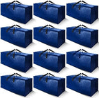 Cosy Family 12 Pack Heavy Duty Moving Bags with Backpack Straps - Strong Handles & Zippers, Storage Totes For Space Saving, Fold Flat, Alternative to Moving Box (X-Large-Set of 12, Blue) by Cosy+Family