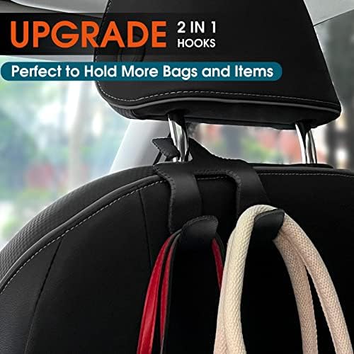 Car Headrest Hooks for Purses and Bags, Upgraded 2 in 1 Cars Back Seat Head Rest Hanger Vehicle Leather Organizer Storage Holder Hook Matching Cars Interior, 1-Pack, Brown - Image 2