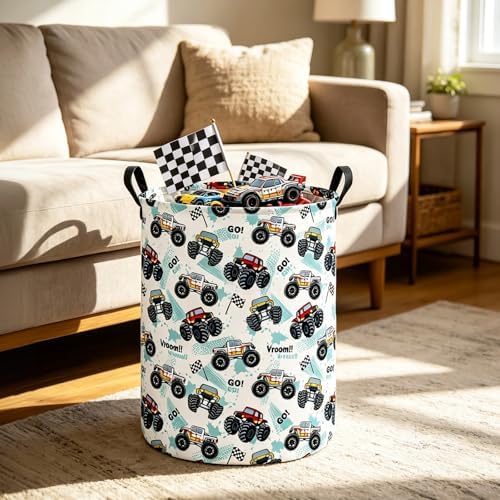 Monster Truck Fabric Storage Bin Nursery Organizer Basket - Image 5