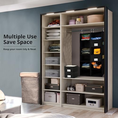 BrilliantJo 2 Pack 6 Shelves Hanging Closet Organizer with 2 Drawer, Hanging Storage with 4 Side Pockets for Clothes Shoes, 43.5"x12"x12"(Black) - Image 6