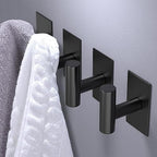 VAEHOLD Wall Towel Hooks, Heavy Duty Sticky Holder Waterproof Towel Hooks for Hanging Coat, Clothes, Closet Hook Wall Mount for Kitchen (Black, 4 Pack) - Image 2