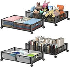 Foldable Bedroom Storage Organization with Handles - Under Bed Storage Containers with Wheels - Bins Drawer for Clothes, Blankets and Shoes by Uyokcnie