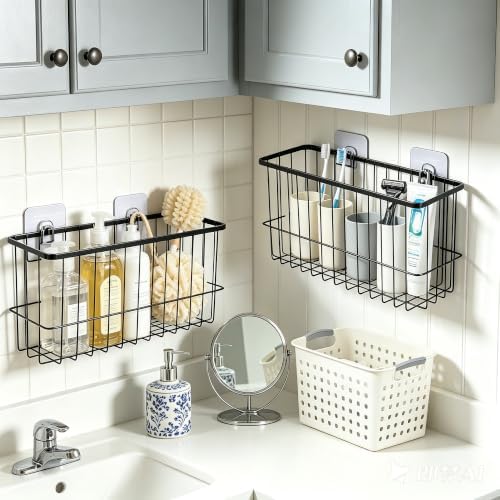 2 Pack Cabinet Door Organizer, Adhesive Wall Mounted Storage Basket for Food Container & Tumbler Lids, Kitchen Storage Organizer for Inside Cabinet Doors, Pantry, Bathroom, Refrigerator & RV - Image 5
