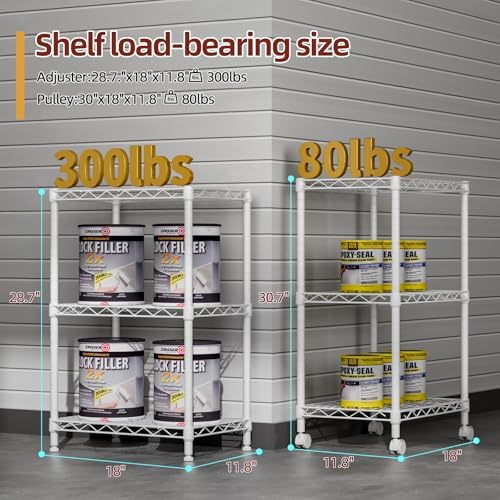 SINGAYE 3 Small Wire Shelves Kitchen Pantry Close Home Organizers and Storage Bathroom Shelf Laundry Room Organization Adjustable Book Metal Garage Shelving Unit - Image 3