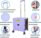 Foldable Utility Cart Folding Portable Rolling Crate Handcart Shopping Trolley Wheel Box with Lid Wear-Resistant Noiseless 360°Rotate Wheel for Travel Shopping Moving Storage Office Use (Purple) - Image 6