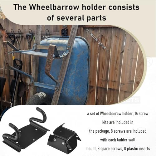 Wheelbarrow Storage Bracket - 90 lbs Capacity, Heavy Duty Storage Hook for Most Wheelbarrows Designs, Comes with a Spring Loaded Lift Latch Safety Catch Feature - Image 3