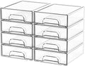 Yieach 8 Pack Small Clear Stackable Storage Drawers,2.2'' Tall Desk Organization and Storage,Plastic Office Supply Organizer,Acrylic Storage Containers for Makeup,Hair Clip,Accessory,Pen,Art Crafts by Yieach
