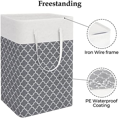 StorageRight Laundry Basket Hamper, 75L Clothes Storage, Clover Grey - Image 3