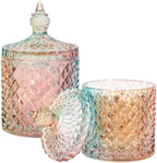 2 Pack Qtip Holder Apothecary Jars with Lid, Small and Large Rainbow by rejomiik