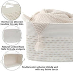 96L Woven Laundry Basket with Handles, Extra Blanket Basket,Yellow - Image 3