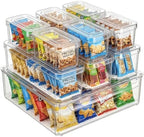 KUMD 10 Pack Food Storage Organizer Bins, Clear Stackable Containers by KUMDHome