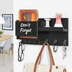 Decorative Key Hanging Rack with 8 Hooks – Easy Install Natural Wooden Key and Mail Holder for Wall Mount – Sunglasses Wallet Holder Entryway Decor with Shelf and Chalkboard (Coal Black) - Image 5