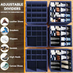 SpaceAid Shoe Organizer for Closet, 2 Pack Foldable Shoe Storage Containers Baskets Boxes Bins w/Adjustable Dividers, Fits 16-32 Pairs, Blue - Image 3