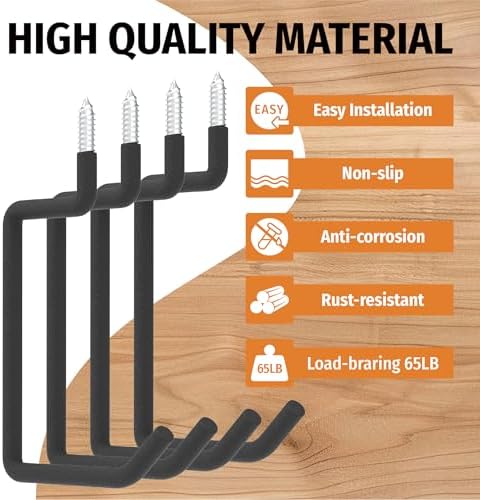 HUHOLE 4 Pack 5.7 Inch Screw in Ladder Hooks for Garage Wall - Image 4