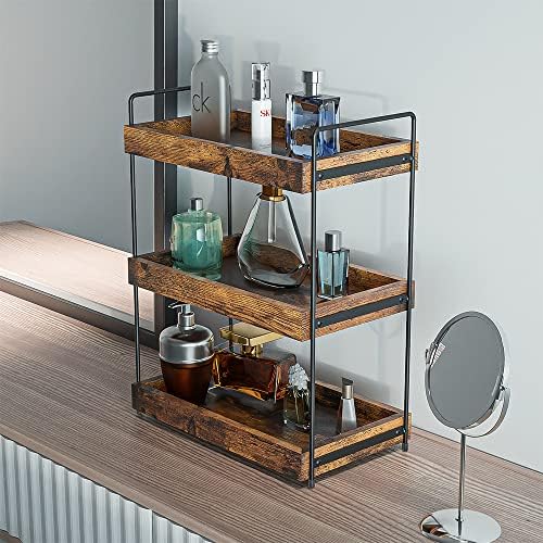 3-Tier Wood Bathroom Counter Organizer, Kitchen Spice Rack - Image 5