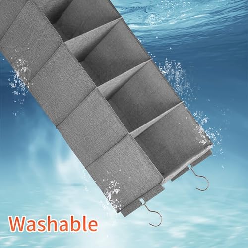 Large Hanging Sweater Organizer for Closet,Collapsible 6-Shelf Hanging Closet Shelves with Drawers, Washable (Grey-5 Shelf) - Image 6