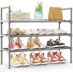 Kitsure Shoe Rack for Closet, Shoe Organizer, 27.6" Wide - 3 Tier, Grey | Shoe Storage for Closet, Entryway, Easy- Assembly& Space-Saving Shoe Shelf with Side Handle, Closet Organizer by Kitsure