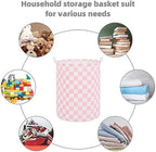 Large Foldable Laundry Basket Organizer Holder portable tall collapsible laundry hamper nusery Storage Basket Bin with Handles (Waterproof Lining, Pink Racing Flag) - Image 6