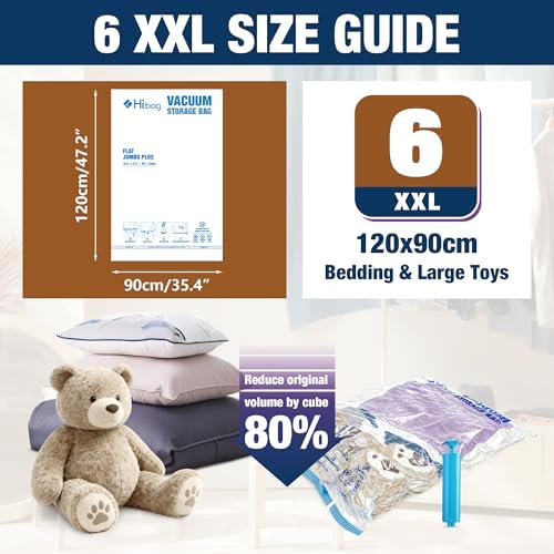 XXL Jumbo Vacuum Seal Storage Bags Extra Large for Clothing Bedding | 47''X35'', Airtight Triple Seal, Save 80% Space, Hand Pump, Work with Vacuum, Double Zip, Reusable, Easy to Use, 6 pack - Image 2