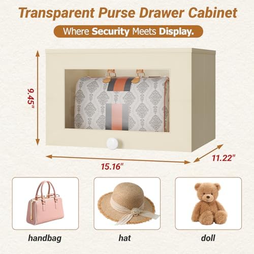 Transparent Purse Organizer for Closet, Handbag Storage Rack with Drawers - Image 2