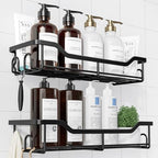Kitsure Shower Caddy, Adhesive Shower Organizer, Large, Black by Kitsure