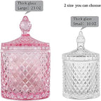 rejomiik Qtip Holder Apothecary Jars with Lid, Thick Glass, Pink - Image 3