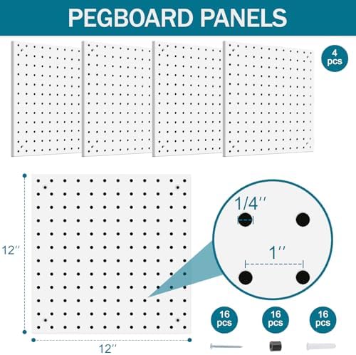 Peg Board Kit, Includes Pegboard and Accessories,with Hooks and Bins,Peg Board Wall Organizer for Office,Ornaments Display,Crafts Organization (66, White) - Image 2